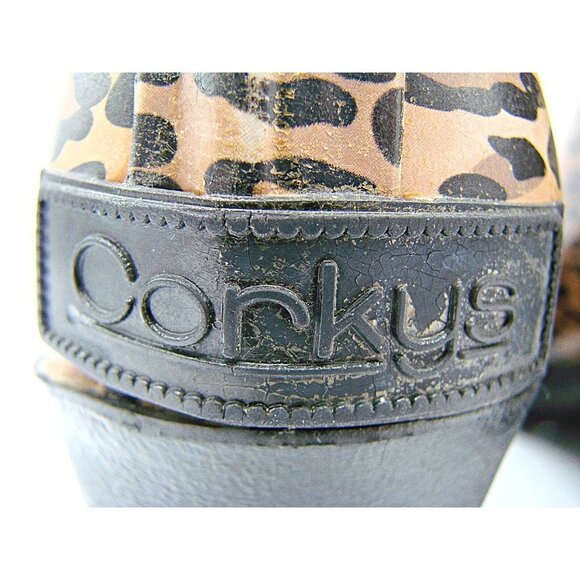 CORKYS Womens Girls Black Brown Leopard Print Cowgirl Ankle Rainboots Size US 5 - Picture 11 of 12